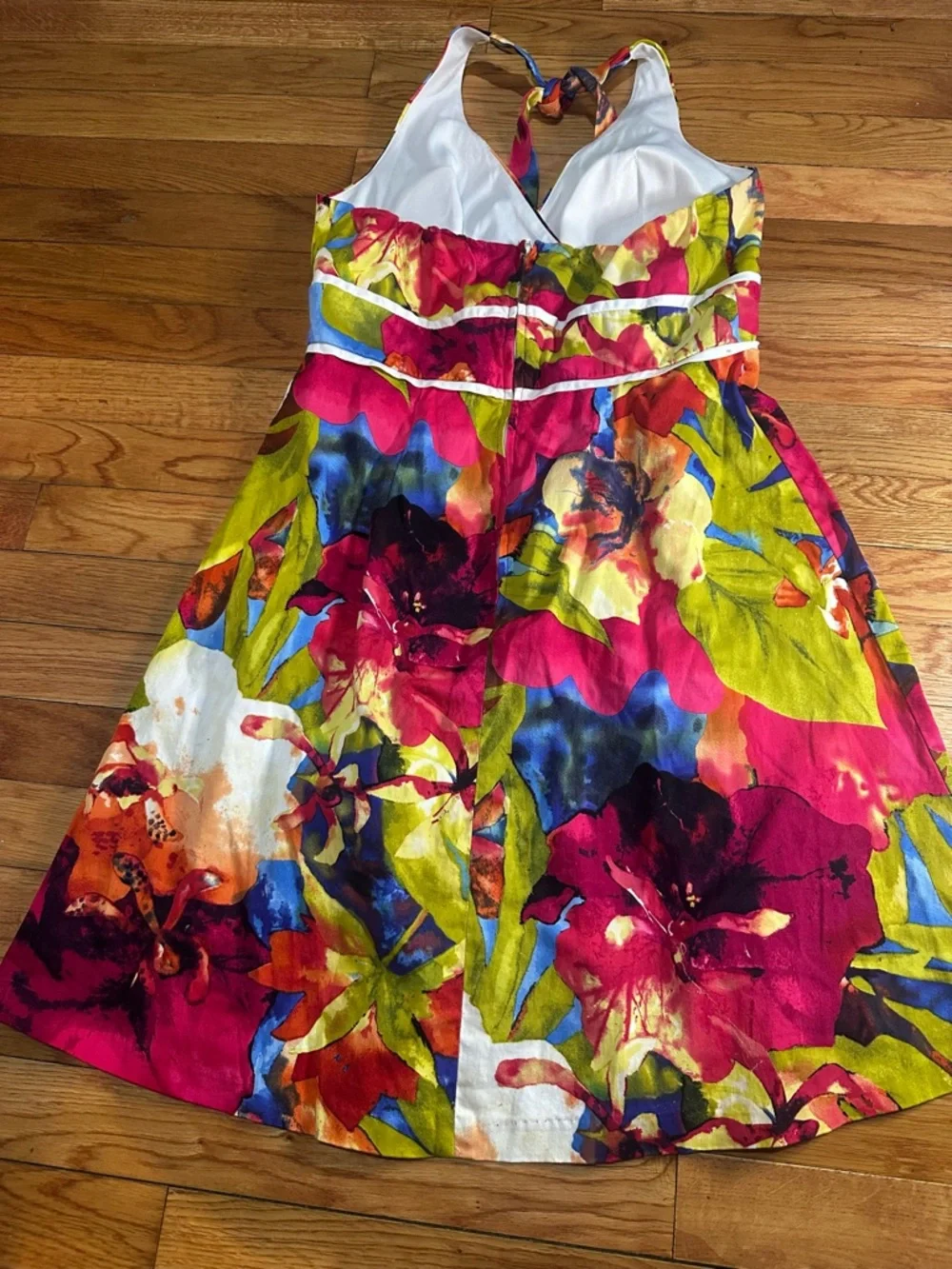 A Byer Floral Halter Dress Y2K Resortwear Vacation Vibrant‎ Sz 9